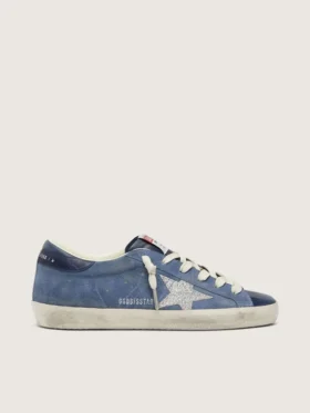 Super-Star para mujer en ante azul vaquero con estrella plateada brillante