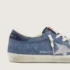 Super-Star para mujer en ante azul vaquero con estrella plateada brillante