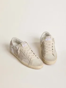 Super-Star para mujer en ante beige con bordado de abalorios y estrella de ante laminado
