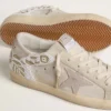 Super-Star para mujer en ante beige con bordado de abalorios y estrella de ante laminado