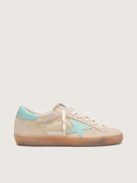 Super-Star para mujer en ante beige con estrella verde agua