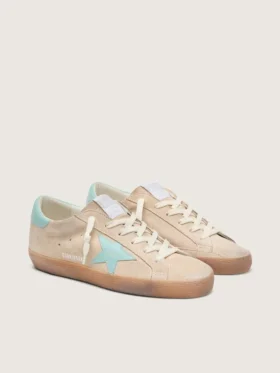 Super-Star para mujer en ante beige con estrella verde agua