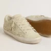 Super-Star para mujer en ante beige con perlas y cristales Swarovski