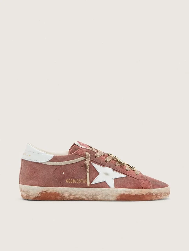 Super-Star para hombre en ante color óxido con estrella de piel metalizada en platino