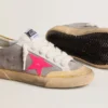 Super-Star para mujer en ante gris paloma con estrella de piel fucsia y lengüeta del talón en ante ocre