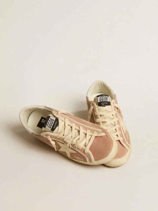 Super-Star para mujer en ante rosa empolvado con estrella de piel color crema