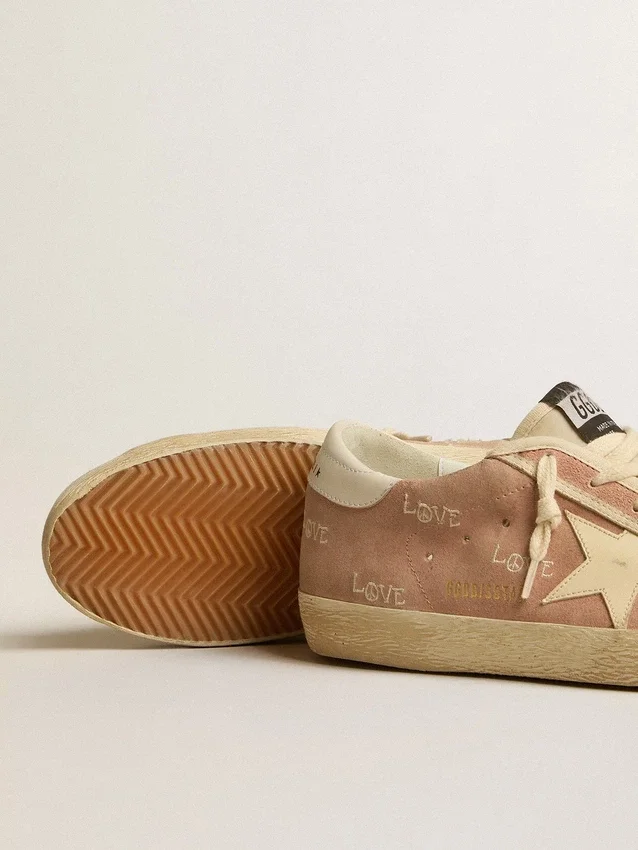 Super-Star para mujer en ante rosa empolvado con estrella de piel color crema