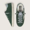Super-Star para mujer en ante verde, con estrella plateada brillante y lengüeta de cuero en el talón