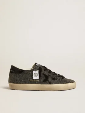 Super-Star para mujer en cristales Swarovski negros con estrella de ante negro