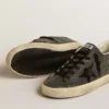 Super-Star para mujer en cristales Swarovski negros con estrella de ante negro