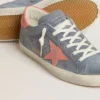 Super-Star para mujer en nubuck azul con estrella y lengüeta del talón de ante rosa