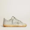 Super-Star para mujer en nubuck blanco envejecido con cristales Swarovski