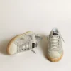 Super-Star para mujer en nubuck blanco envejecido con cristales Swarovski