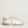 Super-Star para mujer en piel blanca con estrella perforada y lengüeta del talón de nubuck beige