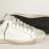 Super-Star para mujer en piel blanca con estrella perforada y lengüeta del talón de nubuck beige