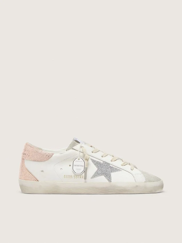 Super-Star para mujer en piel con estrella de cristales Swarovski y lengüeta en el talón