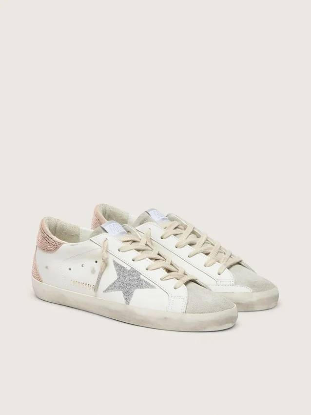 Super-Star para mujer en piel con estrella de cristales Swarovski y lengüeta en el talón