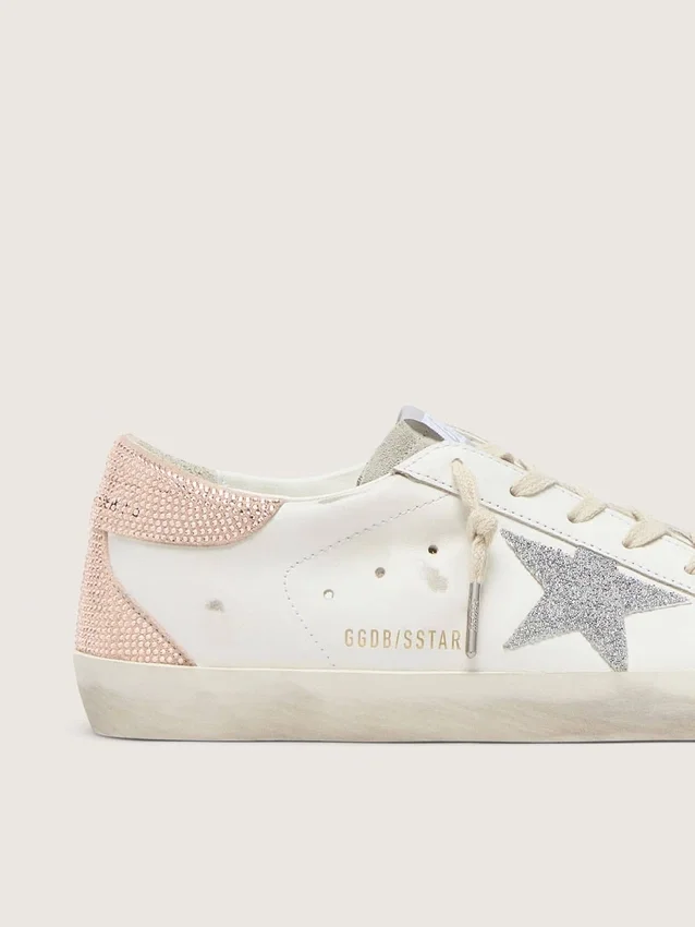 Super-Star para mujer en piel con estrella de cristales Swarovski y lengüeta en el talón