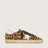 Super-Star para mujer en piel de potro con estampado de leopardo, estrella de piel y lengüeta en el talón