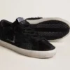 Super-Star para mujer en piel de potro negra con cristales Swarovski negros y estrella de ante negro