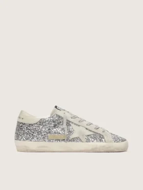 Super-Star para mujer en purpurina plateada con estrella de ante gris hielo