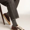 Super-Star Penstar para hombre en ante marrón con una estrella platino