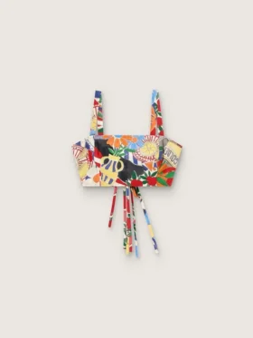 Top de algodón para mujer con estampado multicolor
