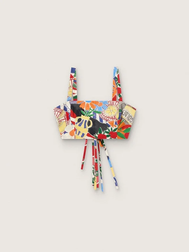 Top de algodón para mujer con estampado multicolor