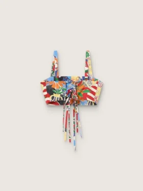 Top de algodón para mujer con estampado multicolor