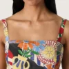 Top de algodón para mujer con estampado multicolor