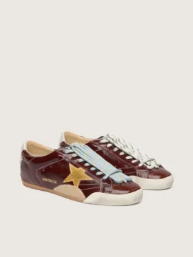 True-Star para hombre en naplak burdeos con estrella de ante y lengüeta trasera de napa plateada