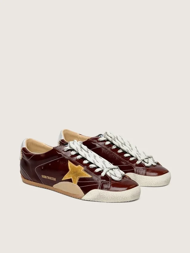 True-Star para mujer en naplak burdeos con estrella de ante y lengüeta del talón de napa plateada