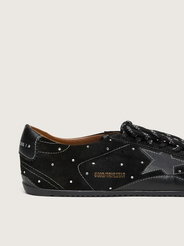 True-Star para mujer en ante negro con cristales Swarovski y estrella de piel negra