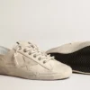 V-Star en lona color crema claro con estrella de piel blanco leche