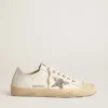 V-Star en piel blanca con una estrella de purpurina platino