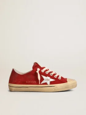 V-Star para hombre en ante rojo oscuro con estrella plateada y lengüeta en el talón