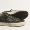 V-Star para hombre en lona a rayas negras y verdes con estrella y puntera de piel negra