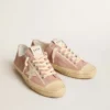 V-Star para mujer en ante rosa con estrella de piel color crema