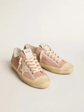 V-Star para mujer en ante rosa con estrella de piel color crema