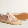 V-Star para mujer en ante rosa con estrella de piel color crema