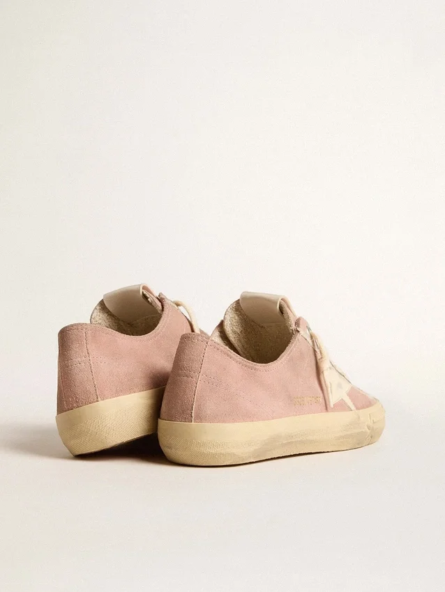 V-Star para mujer en ante rosa con estrella de piel color crema