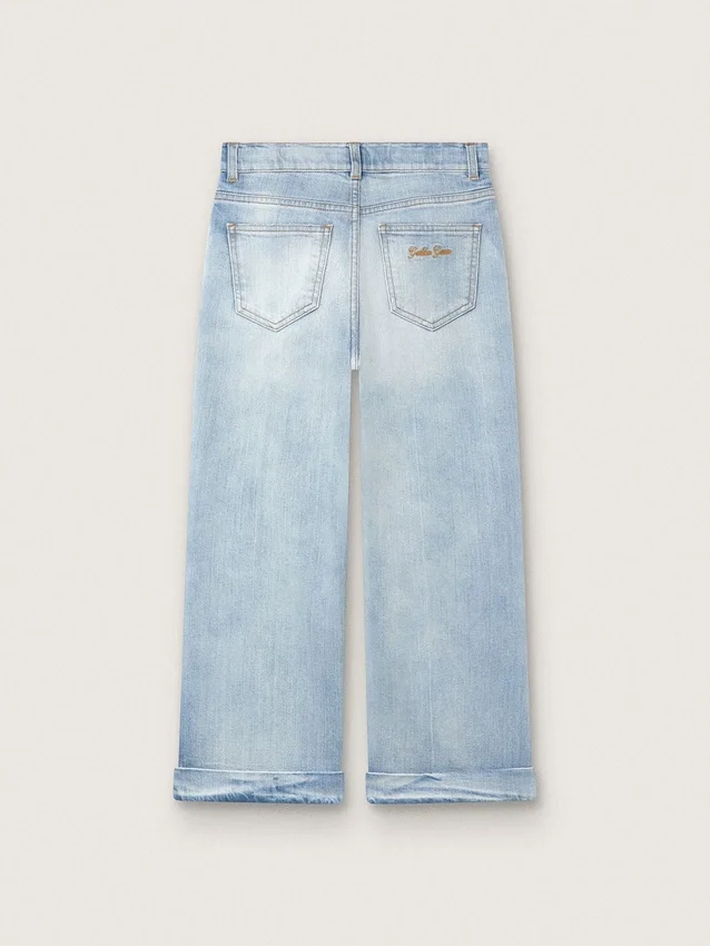 Vaqueros bootcut para niñas de Golden en denim azul claro con logotipo bordado
