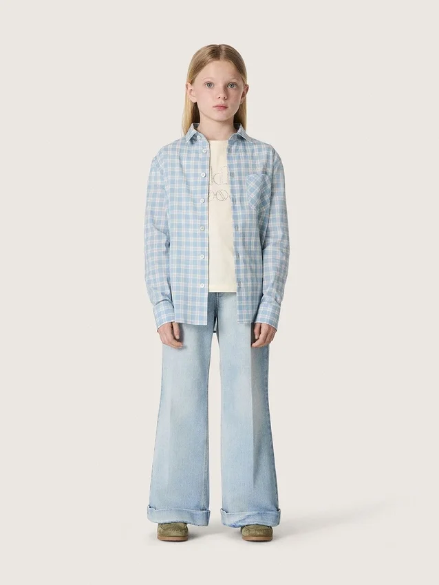 Vaqueros bootcut para niñas de Golden en denim azul claro con logotipo bordado