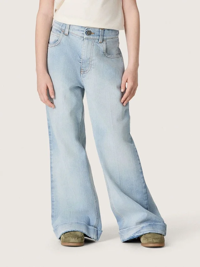 Vaqueros bootcut para niñas de Golden en denim azul claro con logotipo bordado