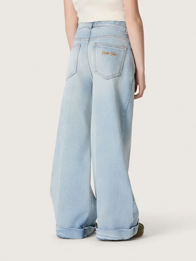 Vaqueros bootcut para niñas de Golden en denim azul claro con logotipo bordado