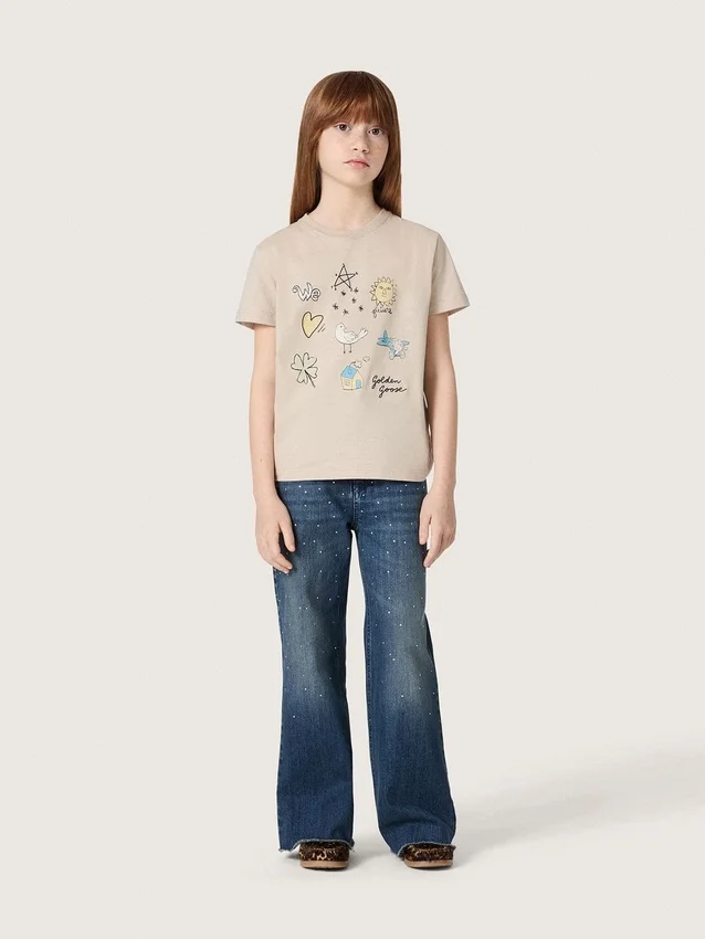 Vaqueros bootcut para niñas «Journey» en denim azul con pedrería degradada