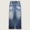 Vaqueros «boyfriend» de mujer en denim azul con estampado de archivo
