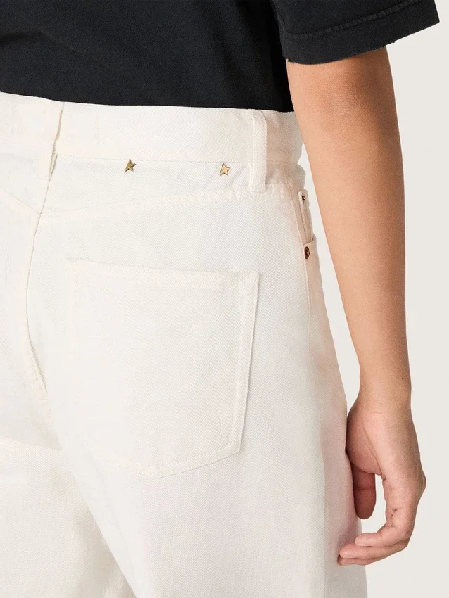 Vaqueros «boyfriend» para mujer de Golden en denim «bull» blanco óptico