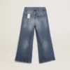 Vaqueros de corte ancho en denim azul medio