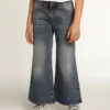 Vaqueros de corte ancho en denim azul medio